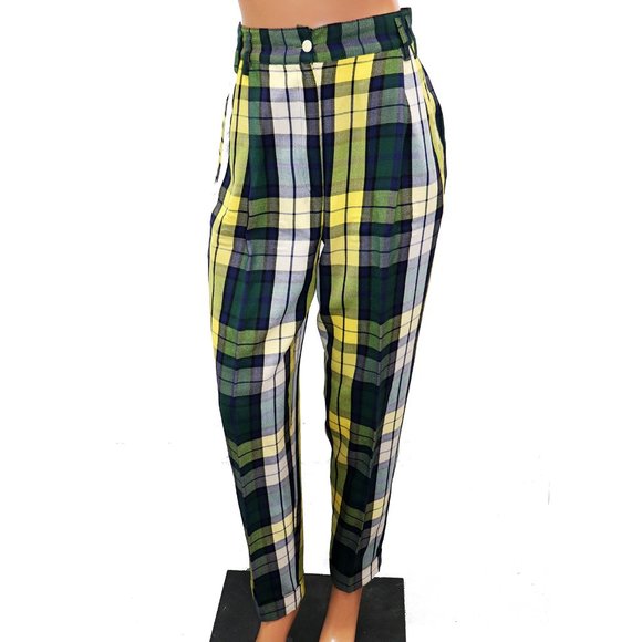 Vintage Betty Barclay Plaid Wool Tapered Pants - Picture 1 of 5